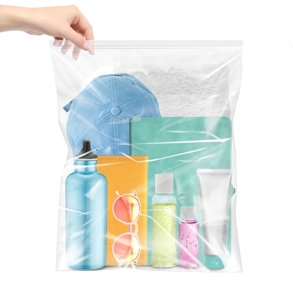 Large 3.5 Gallon Plastic Zipper Storage Bags, Large, 16×19 Inch (Pack of 10)