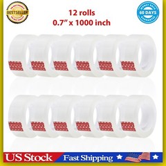 Clear Transparent Tape Rolls 3/4″ x 1000″ Dispenser Refill 12 Tape Rolls Scotch