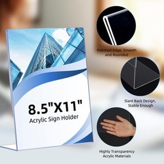 12 Pack Acrylic Sign Holder 8.5 x 11, Clear Plastic Display Stands for Tablet…
