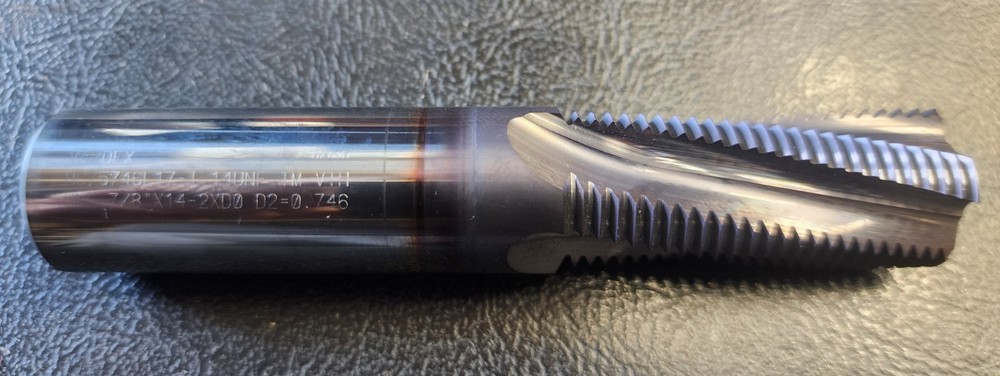 Vardex 7/8 14 Pitch Solid Carbide Thread Mill 4FL Coolant Thru Center