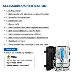 Portable Dental Delivery Unit Rolling Mobile Case Air Compressor Suction System