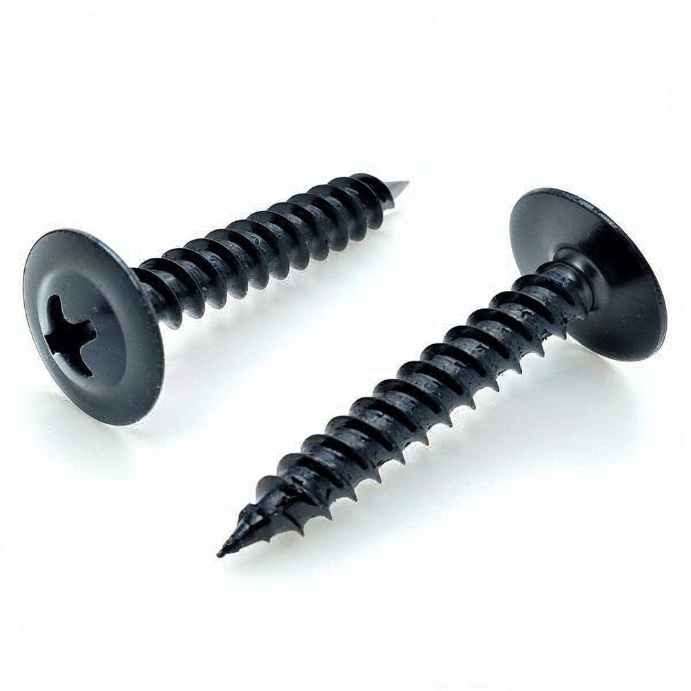 500 Qty #8 x 1″ Black Phillips Modified Truss Head Wood Screws (BCP1109)