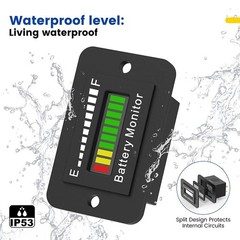 Car Battery Indicator 12V 24V 48V 60V 72V LED Meter Gauge Monitor for Golf Cart