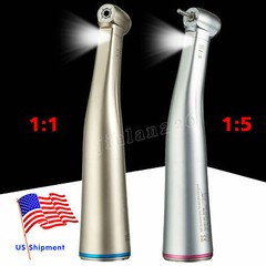1-5PCS Dental 1:1 /1:5 LED Fiber Optic Contra Angle Handpiece Fit Electric Motor