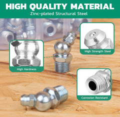Grease Fittings Kit 100PCS 1/4-28 SAE Zerk Straight with Caps High-Performance