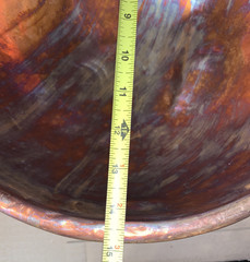Heavy Solid Copper 14″ Bowl Kettle Rolled Edge Round Base Made In France Antique