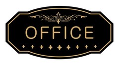 Office Victorian Door/Wall Sign (Black/Gold) – Large 5″ x 10″