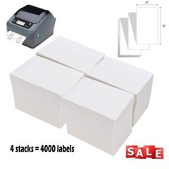 4000 Fanfold 4×6 Direct Thermal Shipping Labels 4 Stacks for Zebra Eltron 2844