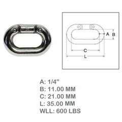 Stainless Steel 316 Chain Connecting Link 1/4″ Marine Grade Connector