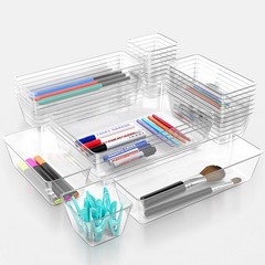 12 Piece Clear Drawer Organizer Set, 3 Sizes Bathroom Vanity Organizer Trays …