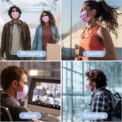 100 PCS Pink Disposable Face Mask – 3 Ply Filter 1 Count (Pack of 1),