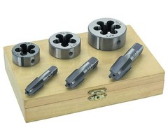 6PC 1/4″ 3/8″ 1/2″ STEEL TAP & DIE TOOL THREADER Medium, As Picture Shown