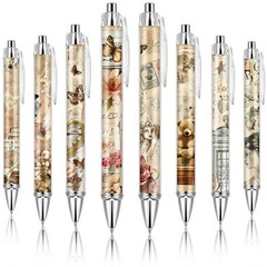 Ireer 8 Pcs Ballpoint Pens for Women 1.00 mm Cute 1 Count (Pack of 8), Black