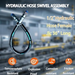 Hydraulic Hose Swivel Assembly 1/2’‘ Female JIC X Female JIC, 36″ Long, 3988PSI