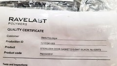 Ravelast Polymers STARIS Finn-Aqua Sterilizer Door Gasket P82332251F Silicone