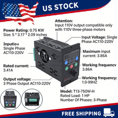 Single To 3 Phase 750W 1HP 110/220V Variable Frequency Drive Inverter VFD/VSD