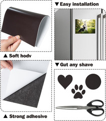 6PCS Black Self Adhesive Sheets, 30mil Thick 8×10 inch Magnetic Sheets with Adhe