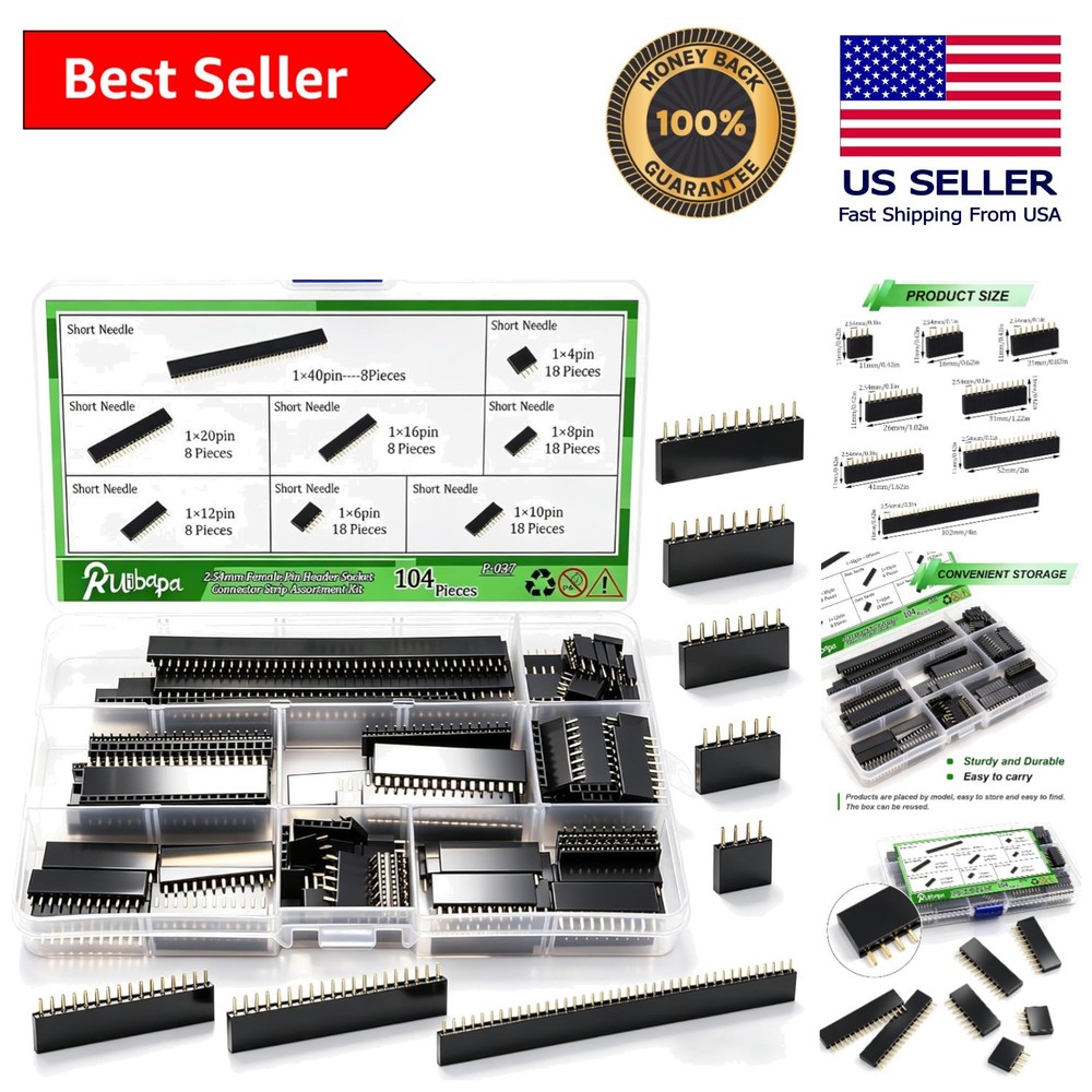Comprehensive 104 PCS Connector Kit with 2.54mm Spacing – Ideal for PCB Assembly