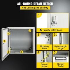 12x12x8in NEMA 4X IP66 304 Stainless Steel Enclosure & Mounting Plate
