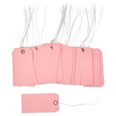 100 pcs of 4 3/4″ x 2 3/8″ Size 5 Pink Cardstock Hang Tag Tags with Wire 13 Pt