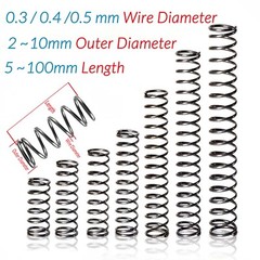 10pcs Wire Dia.0.3/0.4/0.5 mm OD 2mm-10mm Small Springs Compression Spring Steel