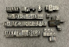 Letterpress Printing Block Mixed Lot Letters, Numbers, Symbols, BB & S Chicago