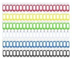 120 Pack Plastic Key Tags with Label Window ID Tag Split Ring Keychain 6 Colors