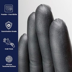 Adenna SHADOW Disposable Nitrile Gloves – 6 Mil, Exam Grade, Black, Powder Free