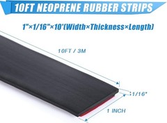 1 in x 1/16 in x 10 ft Adhesive Rubber Strip Neoprene Self-Stick Seal