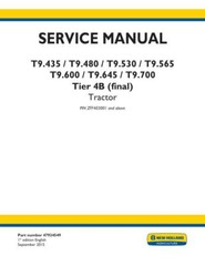 New Holland T9.435, T9.480,T9.530,T9.565,T9.600,T9.645,T9.700 T4B Service Manual