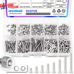533PCS M2.5 Screws Assortment Kit M2.5 x 4/6/8/10/12/16/20/25mm 304 Stainless St