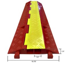 2 Channel Plastic Cable Protector Ramp for up to 1.25″ OD Hose – Yellow/Orange