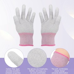 12 Set ESD Anti-Static Gloves Carbon Fiber Protective Glove Small Size Pink