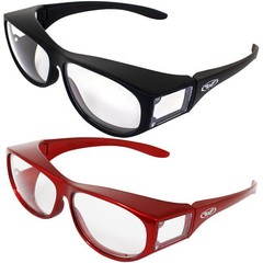 2 Pairs Global Vision Escort Fitover Safety Sunglasses Black & Red w/Clear Lens