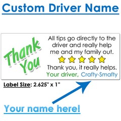 for Uber Eats Driver Thank You Stickers Please Rate Increase Tips CUSTOM NAME