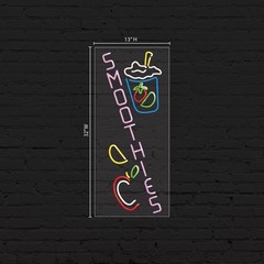 Smoothies Sign for Business Displays | LED Flex Neon | 13″W x 32″H x 1″D