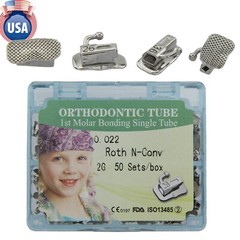 50 Sets Dental Orthodontic Buccal Tube 1st Molar Roth 022 Bondable Mesh Base