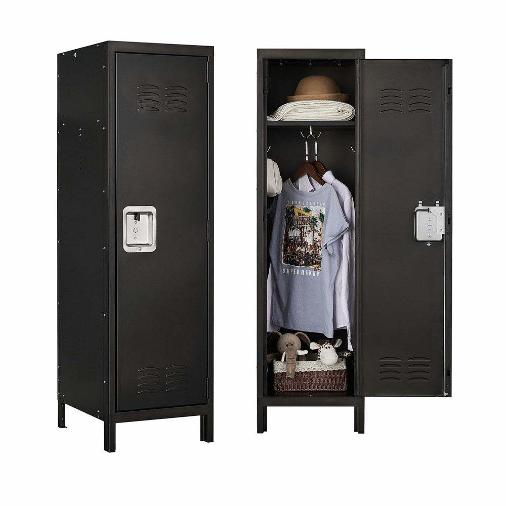Metal Locker Steel Storage 55″ Storage Cabinet Retro Wardrobe with Lockable Door