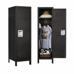 Metal Locker Steel Storage 55″ Storage Cabinet Retro Wardrobe with Lockable Door