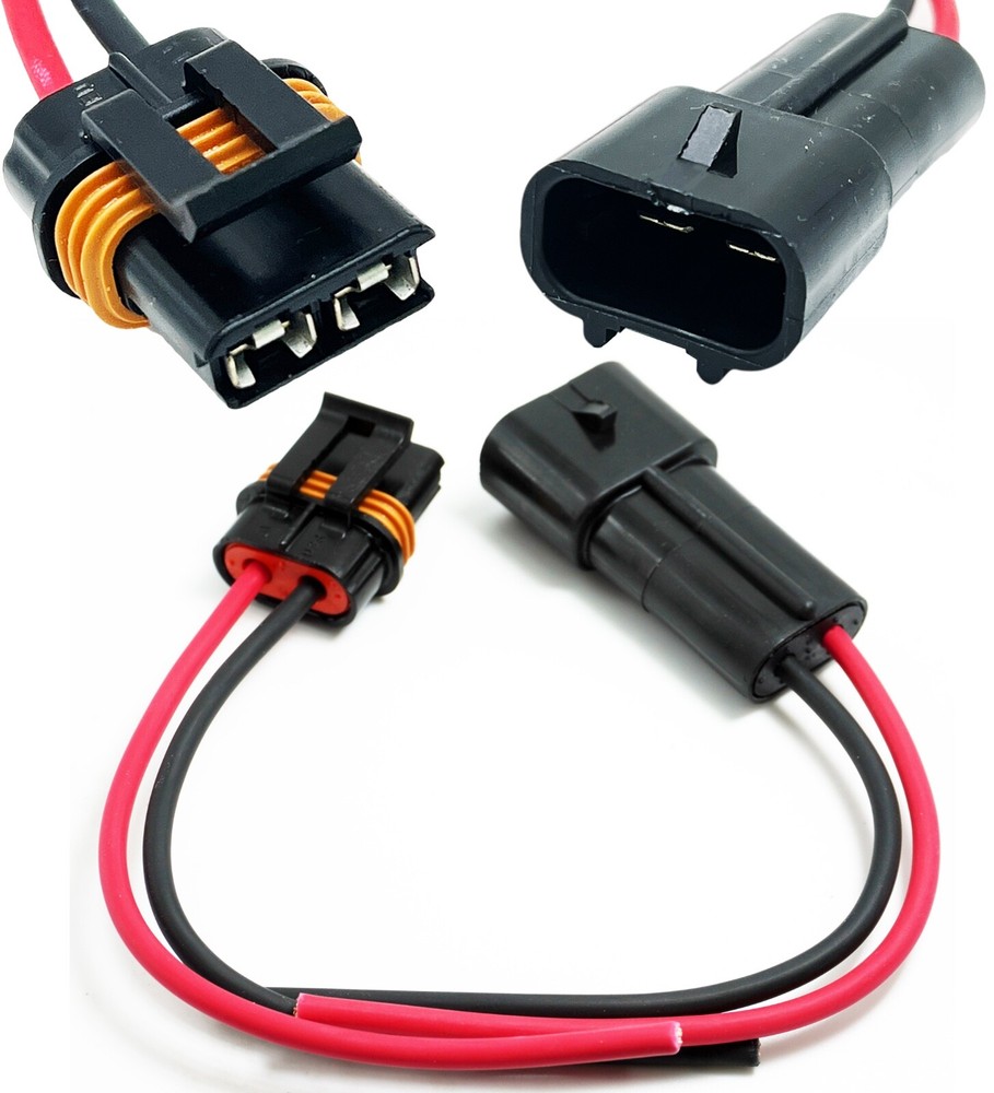 2-Pin Metri-Pack 630 Series 12 AWG, 46amp Female to Male PIGTAIL 12″ Lead