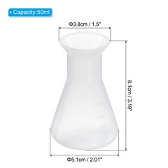 50ml Plastic Erlenmeyer Flask, 5 Pack Wide Mouth Conical Flask