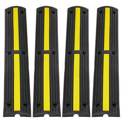 4PCS Floor Cable Protector Ramp 3.28 Ft. 1 Channel Rubber Speed Bump 18000Lbs. L