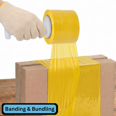 5″ x 1000′ 80 Gauge Cast Narrow Banding Stretch Wrap Yellow Shrink Film 24 RLS