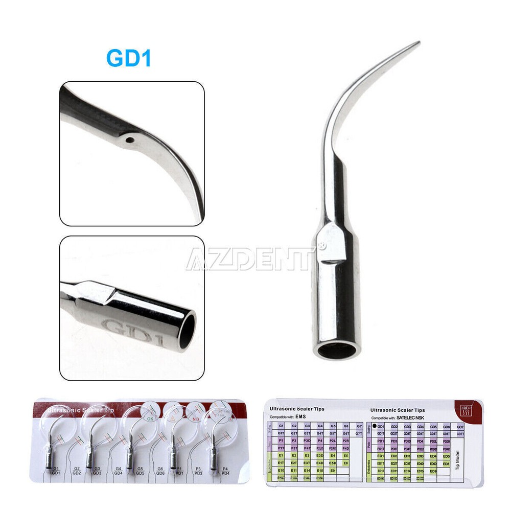 5pcs Dental Ultrasonic Endo Perio Scaling Scaler Tips Fit For DTE SATELEC