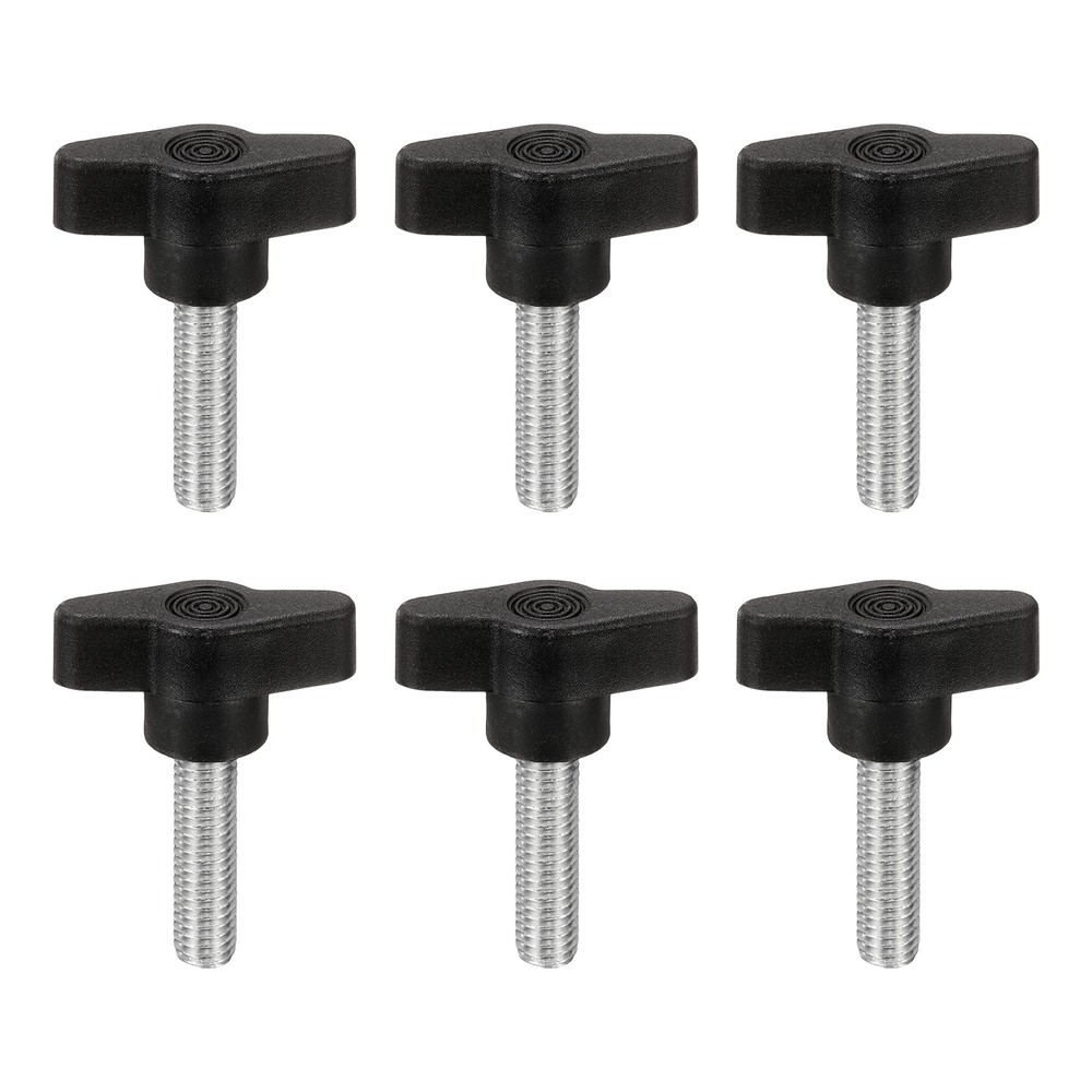 M8x31mm 6Pcs, Carbon Steel Tee Wing Thumb Screws for Remove Replace Black