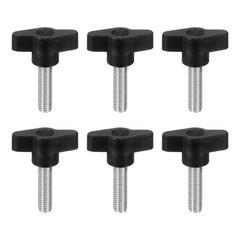 M8x31mm 6Pcs, Carbon Steel Tee Wing Thumb Screws for Remove Replace Black