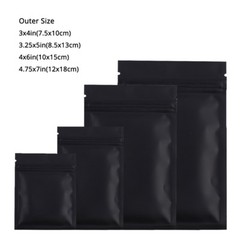 Multiple Sizes Double-Sided Matte Black Foil Mylar Flat Zip Lock Pouch Bag B01