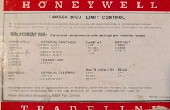 NOS Honeywell L4069A 1060 Limit Control 180F-250F Opens On Rise Stop 200F