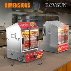 30L/40L 500W Commercial Hot Dog Steamer 2-Tier Electric Bun Warmer W/Slide Doors