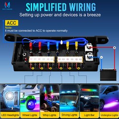 Wireless 164FT 6 Gang Switch Panel LED Light ON-Off Control Relay System 12/24V